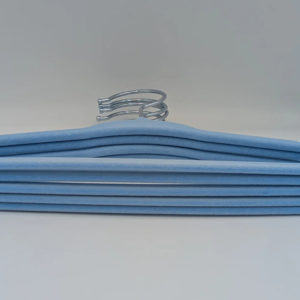 Light Blue Velvet Baby 5 Pk Clothes Hanger